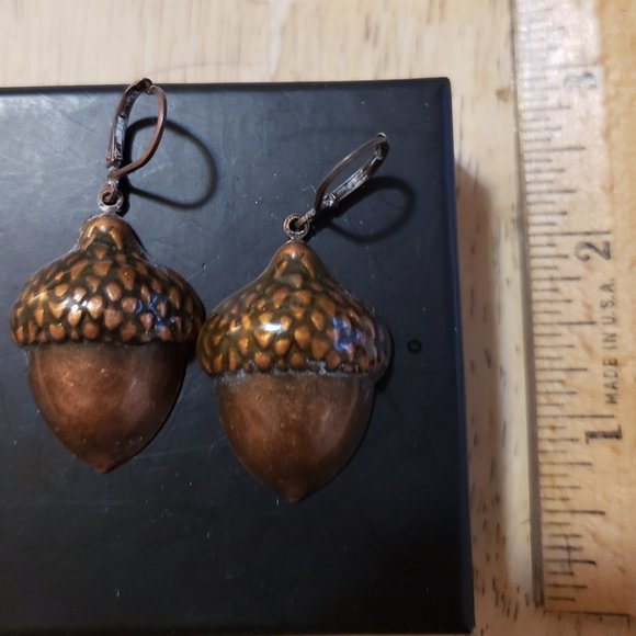 Vintage Metal Acorn Earrings - Picture 1 of 4